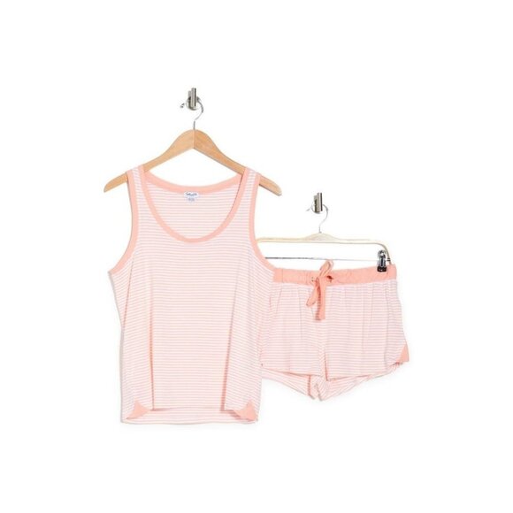 Splendid Womens Peach Striped Sleeveless PJS Tank Shortie pajama Sets Sz M NWT - Picture 4 of 9